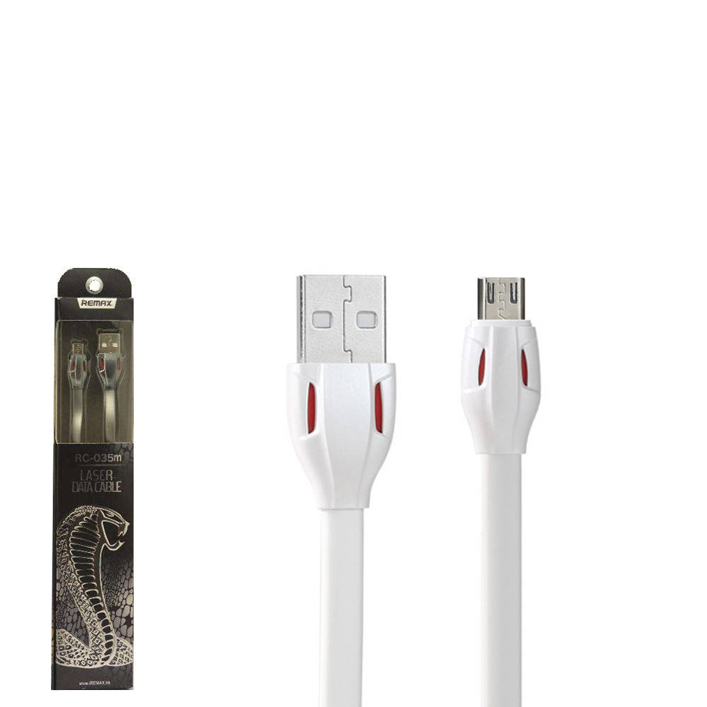 

USB кабель Remax Laser RC-035m MicroUSB 1m White, Белый