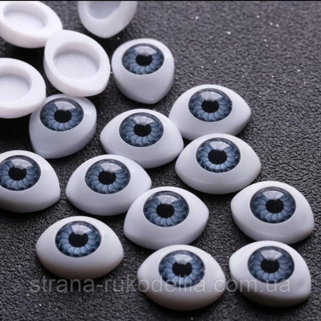 

Глазки "живые"для кукол , пластиковые,рыбки , серые . Размер 19/14 мм