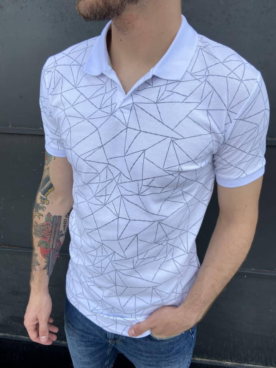 

Мужская футболка-поло белая Треугольник M