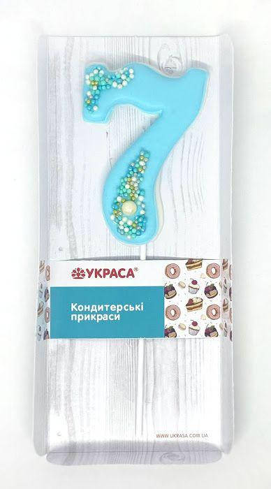

Цифра блакитна на паличці "7", Голубой