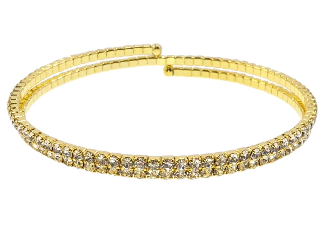 

Браслет пружинка "Двойная дорожка страз" ø 5см; шир. 4мм, свободный размер