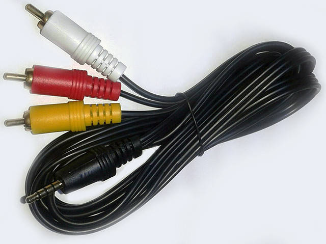 

Шнур шт.3,5мм 4C- 3шт.RCA, диам.-2,6х7,8мм., 1,8м, чёрный, Черный