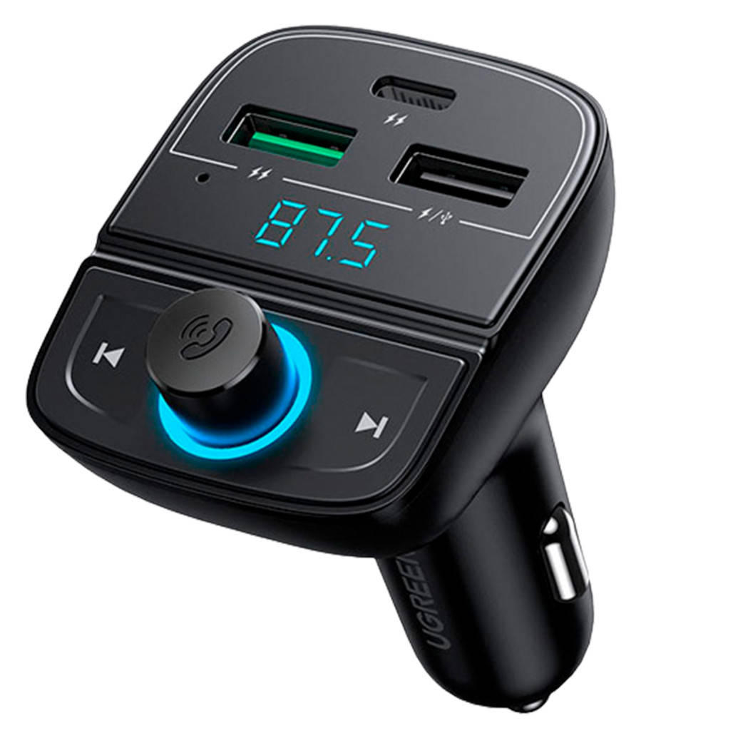 

FM-трансмиттер Ugreen CD229 Bluetooth Car Charger (5.0+PD+QC3.0+USB Flash Drive+TF) Black [63390]