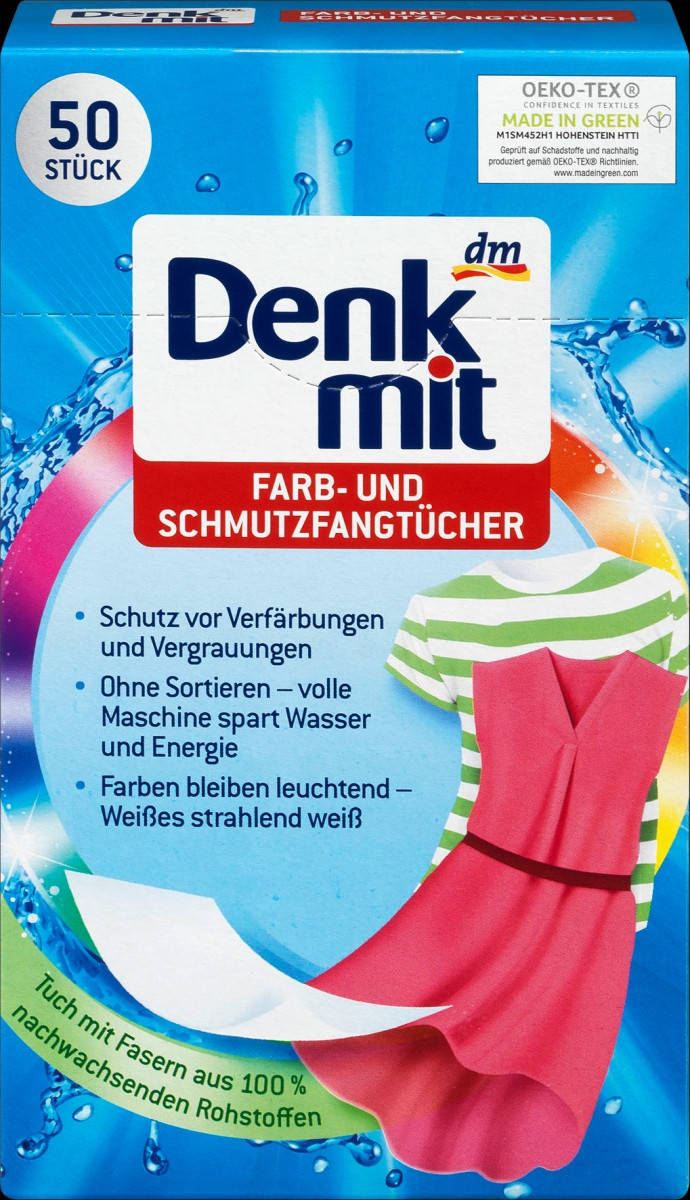 

Denkmit Farb und Schmutzfangtücher абсорбирующие салфетки для стирки линяющих вещей 50 шт
