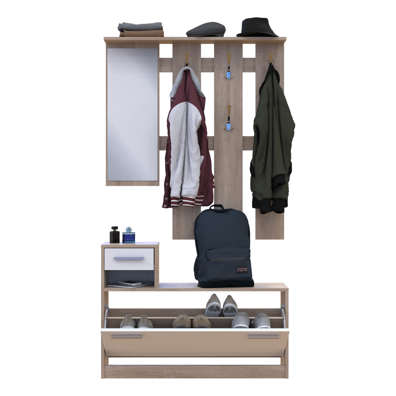 Передпокій Doros Alice Білий/Дуб Cонома 1 дзеркало 100х27х182,9 (44900238) 7