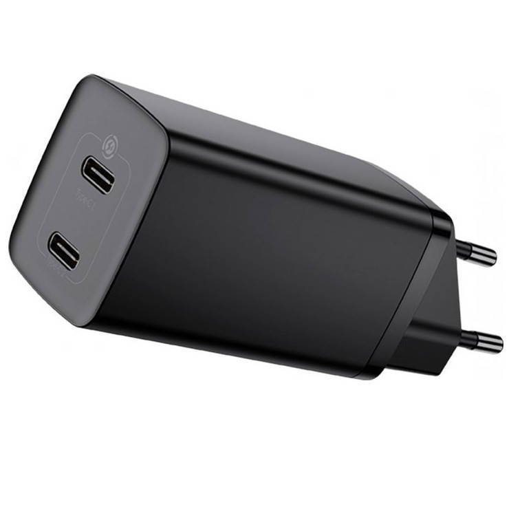 

Зарядное устройство с быстрой зарядкой BASEUS GaN2 Lite |2Type-C, 3A/65W, PD/QC| Черный (CCGAN2L-E01)