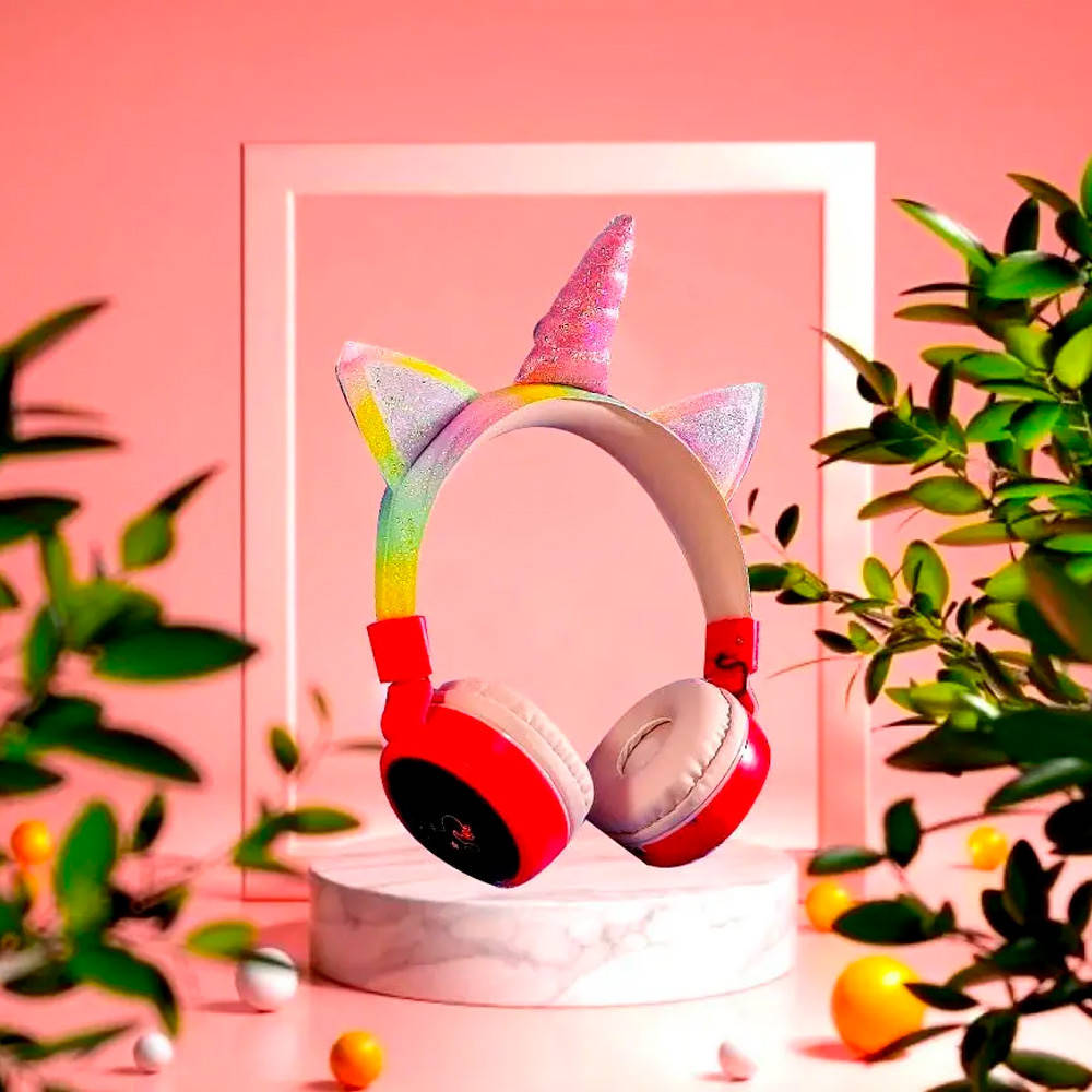 

Наушники беспроводные Unicorn KD80 Единорог с ушками Bluetooth / Детские наушники Красный