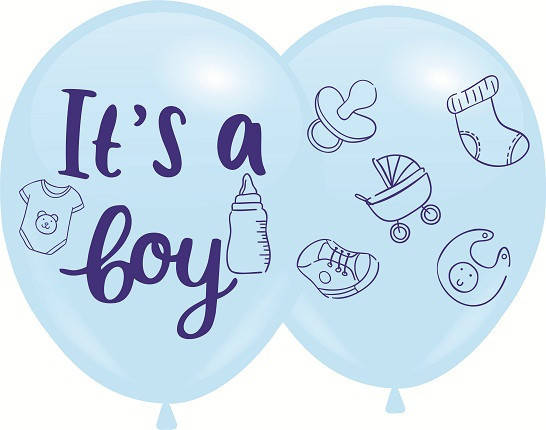 

Кулі 12" Блакитні з мал. "IT'S A BOY", 4 стор., Голубой