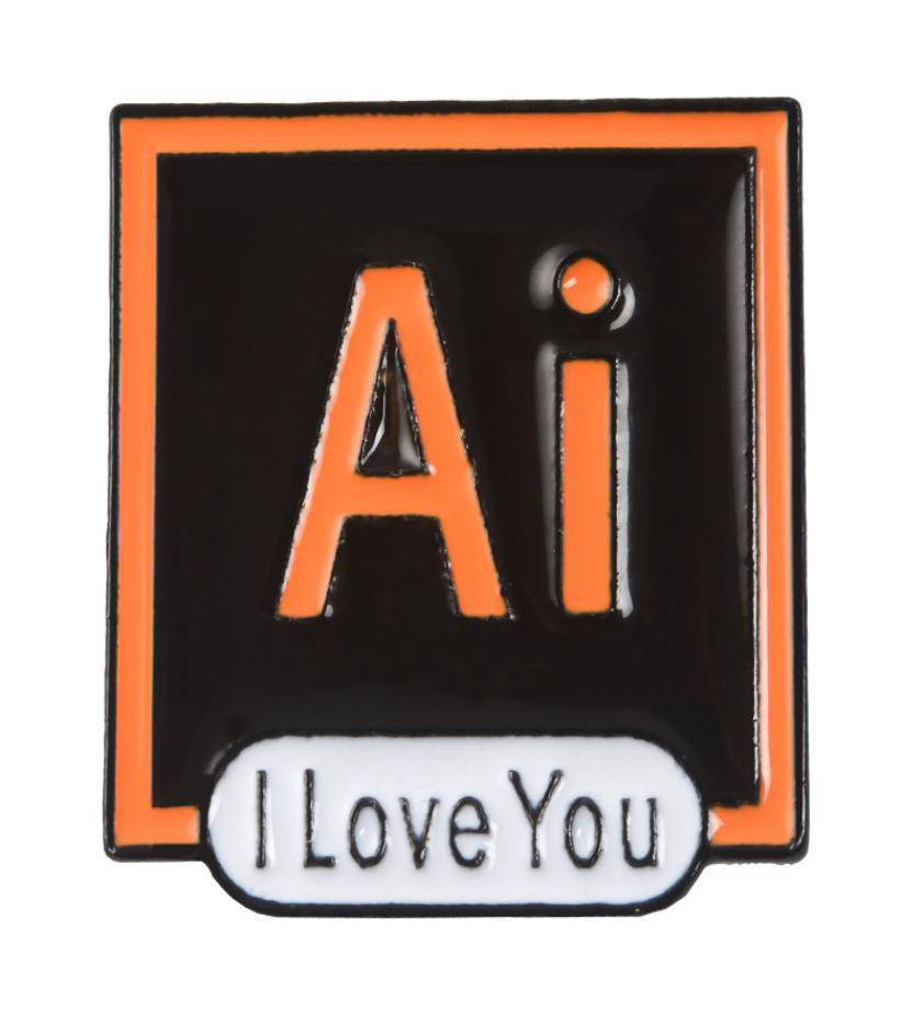 

"Иллюстратор Я люблю тебя I love you" значок (пин) металлический