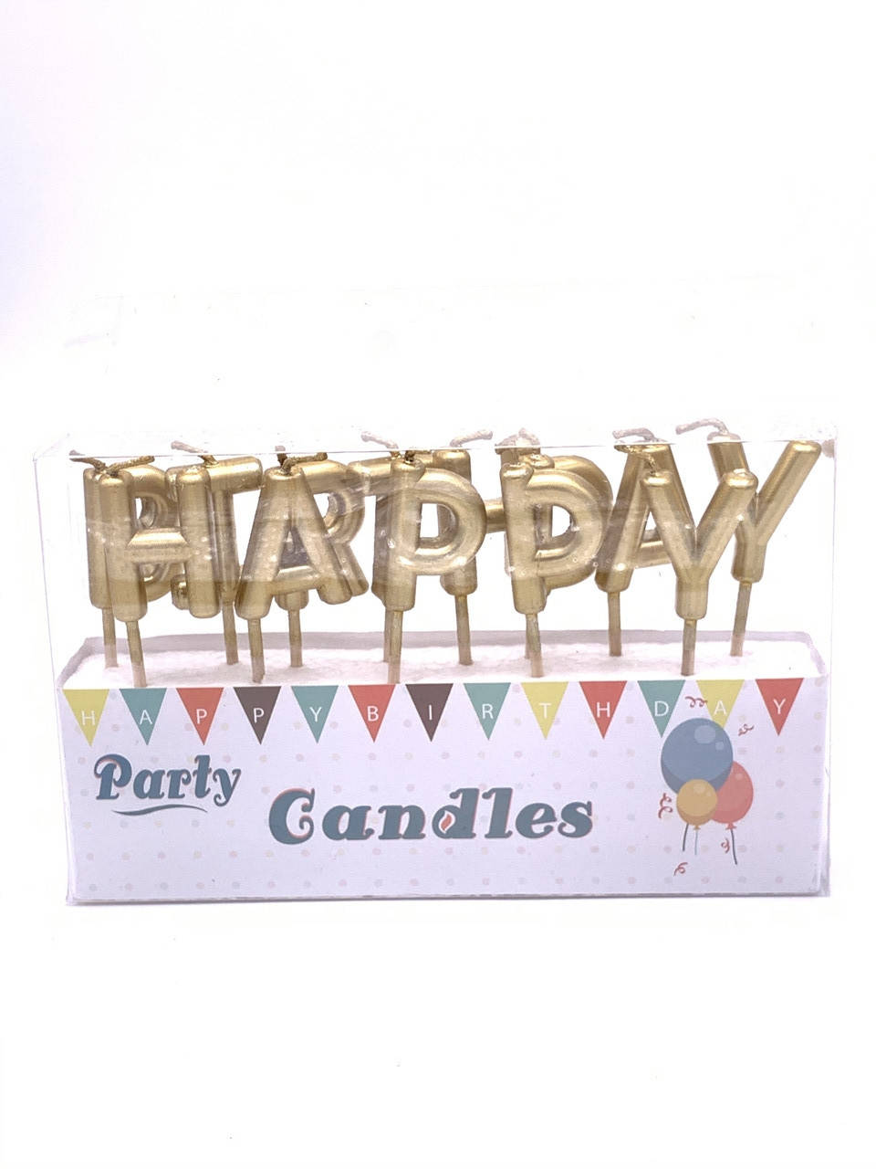 

Свечи в торт буквы «Happy Birthday” Золото