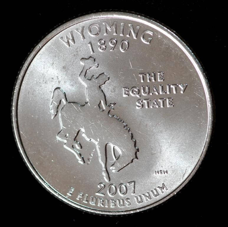

Монета США 25 центов 2007 г. Вайоминг