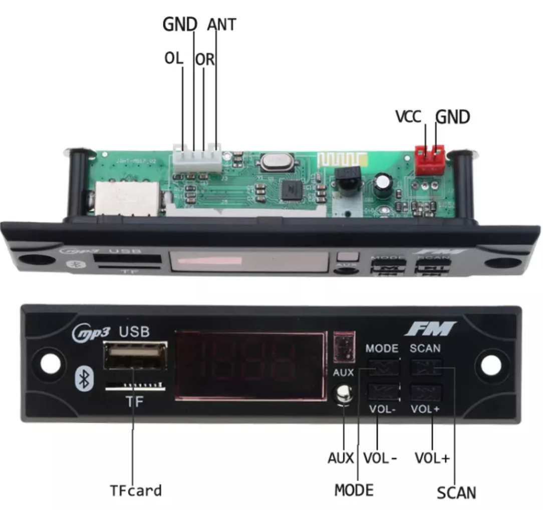 

Новинка Bluetooth Авто MP3 Модуль SD/USB,FM,DC5-15V Блютуз Декодер Мп3