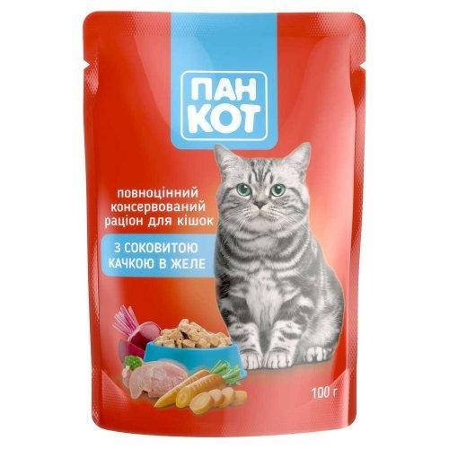 

Влажный консервированный корм пауч с Уткой в желе 100 г Пан Кот