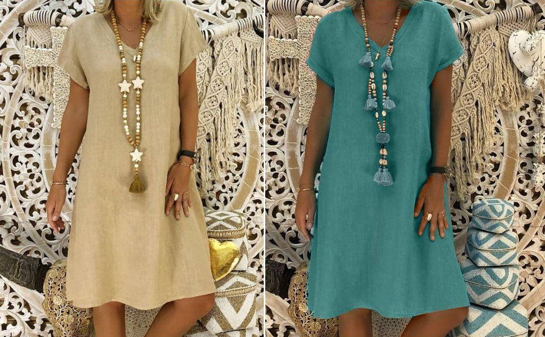 

Платье женское свободного кроя лен 40 42 44 46 48 50 52 54 56 58 60 Разные цвета