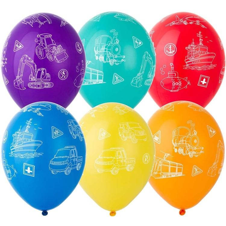 

Латексный шар 12"(30 см) с рисунком Виды транспорта, Belbal, Золото