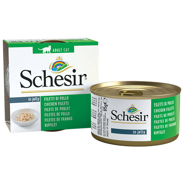 

Schesir Chicken ШЕЗИР КУРИЦА в желе натуральные консервы для котов, влажный корм, банка - 85 г