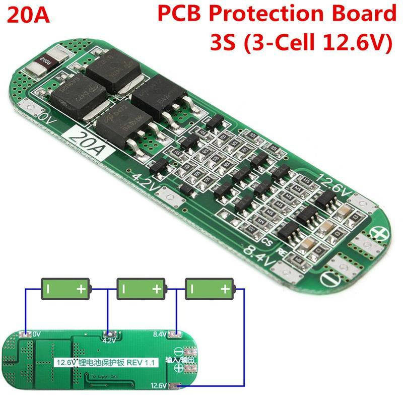 

Контроллер заряда BMS 3S 12.6V 20А (балансир) Li-Ion 18650