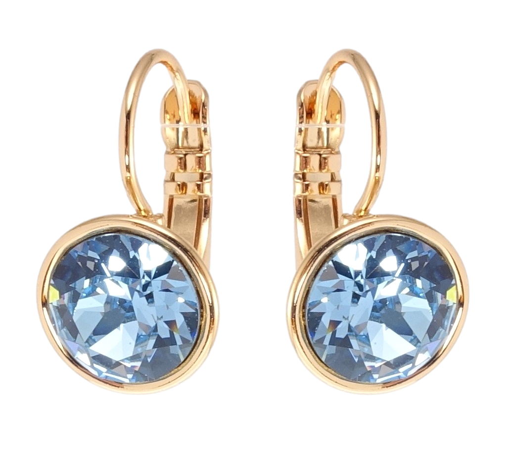 

Серьги Xuping Позолота 18K с кр-ми Swarovski французский замок "Кристаллы Aquamarine" ø 10мм