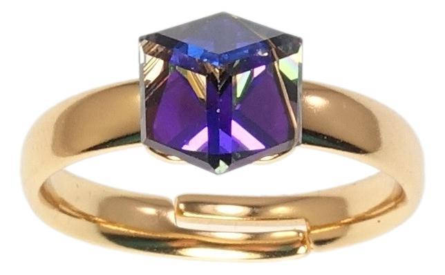 

Кольцо Xuping Позолота 18K с кр-ми Swarovski "Кристальный куб Majestic Blue 6х6мм" р.17-18,18-19