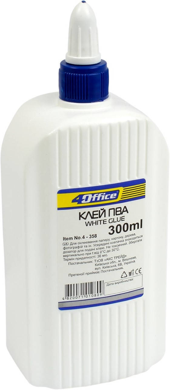 

Клей ПВА "4Office" №4-358 300мл ковпачок-дозатор(40)