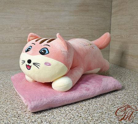 

Плед игрушка подушка 3 в 1 Котик Heppy розовый