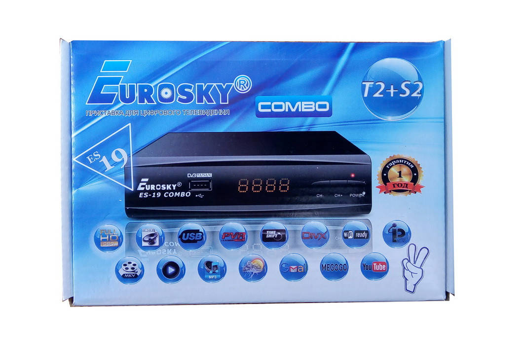 

Спутниковый + Эфирный ресивер тюнер EUROSKY ES-19 Combo +прошивка +гарантия