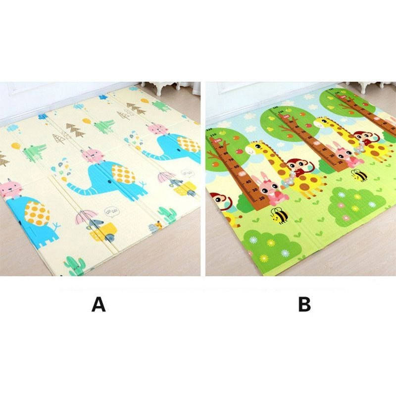 

Складной детский игровой коврик двусторонний 200*180*0,8см, слоненок+жираф