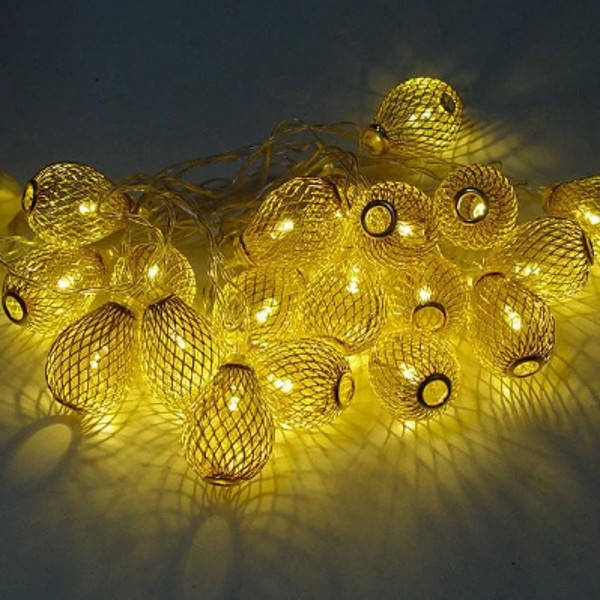 

Гирлянда Лампочки овальные металлические, 20 LED Теплый белый, 4 м шнур белый силикон