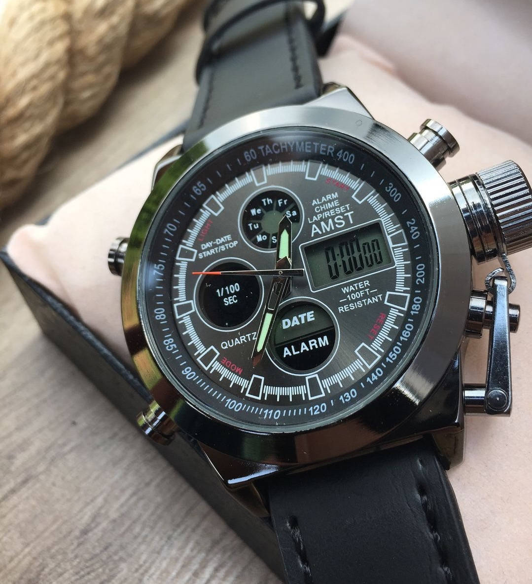 

Мужские военные часы AMST черные, Часы мужские противоударные АМСТ Black Original