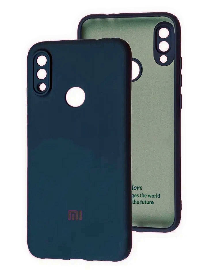 

Силиконовый чехол для Xiaomi Redmi Note 7 синий матовый soft touch бампер с микрофиброй