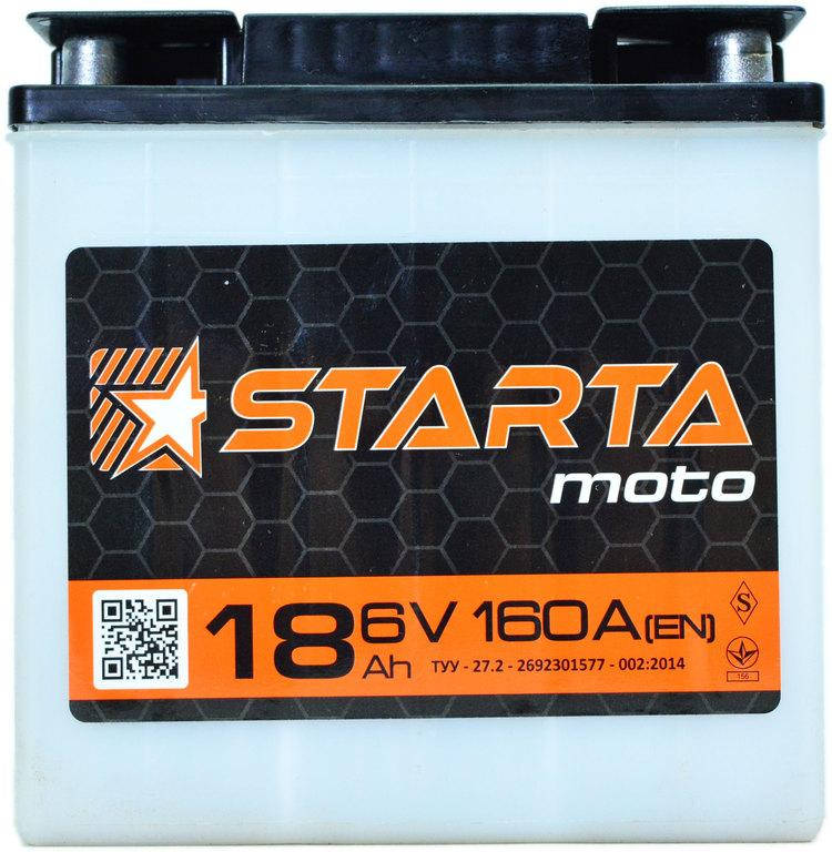 

Аккумулятор мото 6v 18Ah 160A Starta клемма (сухозаряженный без электролита)