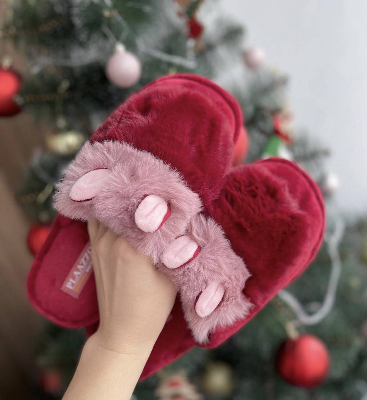 

Тапочки комнатные женские закрытые бордовые "Зайки", Бордовый