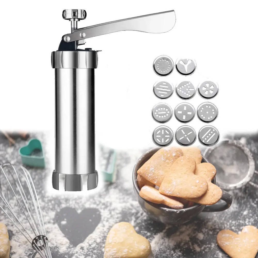 

Кондитерский шприц с 11 насадками для печенья Biscuits / Профессиональный кондитерский шприц для теста