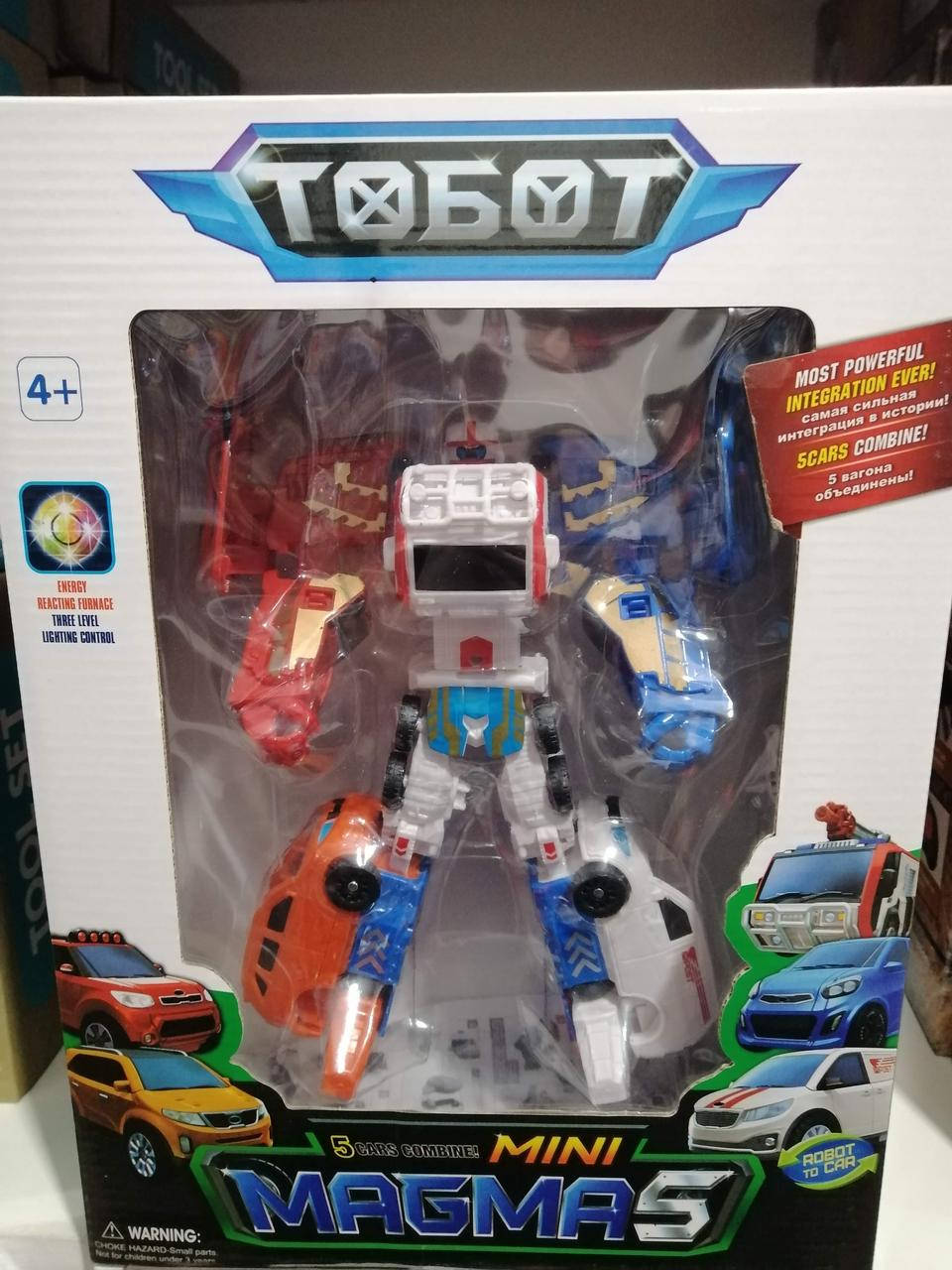 

Трансформер Тобот Магма Magma 24 см 5 в 1, пять машин собираются в тобота tobot 339-5