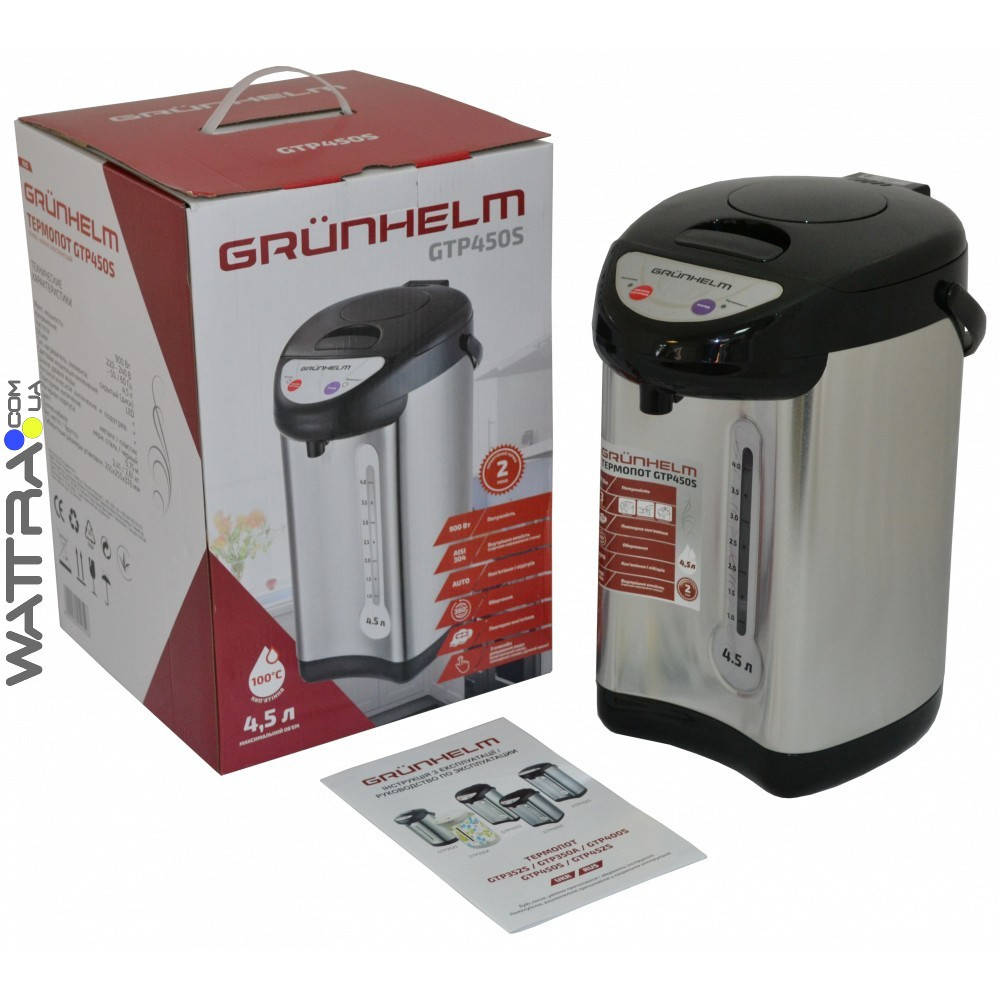

Термопот GTP450S Grunhelm (4.5 л / 900 Вт) (электрочайник - термос)
