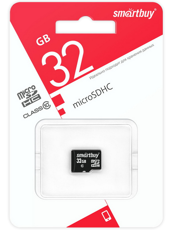 

Карта памяти MicroSD 32 Gb SmartBuy Class 10, microSDHC, SB32GBSDCL10-00LE