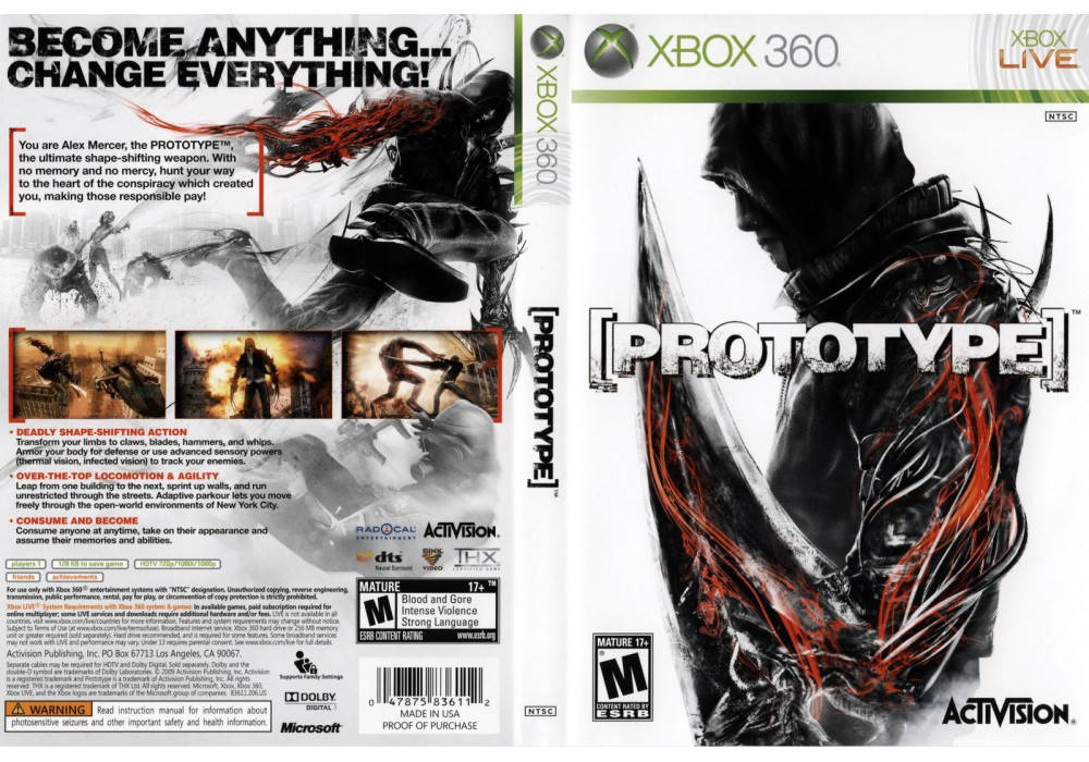 

Игра для игровой консоли Xbox 360, Prototype