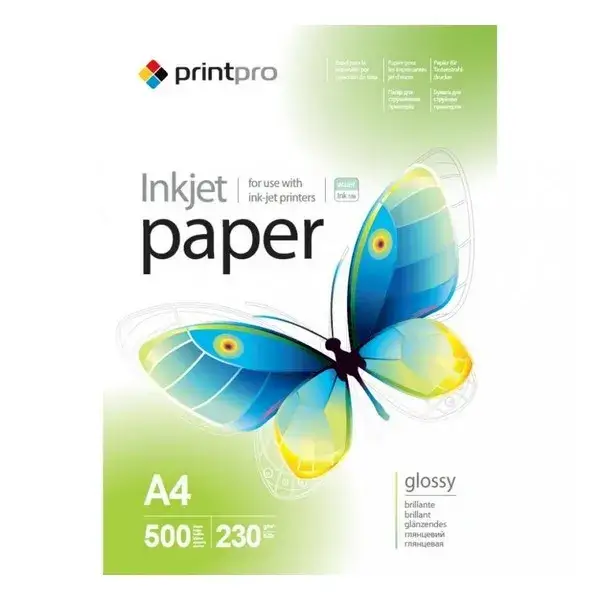 

Бумага PrintPro PGE230500A4 White А4, 500л, глянцевый, 230 г/м2, Белый