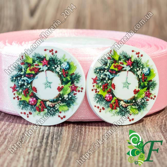 

Кабошон Серединка Круглая Венок со звездой Сб-124, Разные цвета