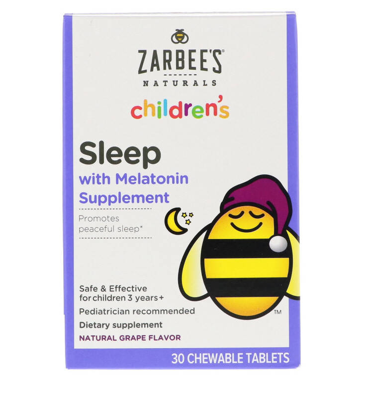

Мелатонин детский (Melatonin kid's) 1 мг, Zarbee's Naturals 30 жевательных таблеток