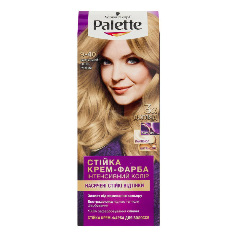 

Краска для волос Palette 9-40 (Натуральный светло-русый)