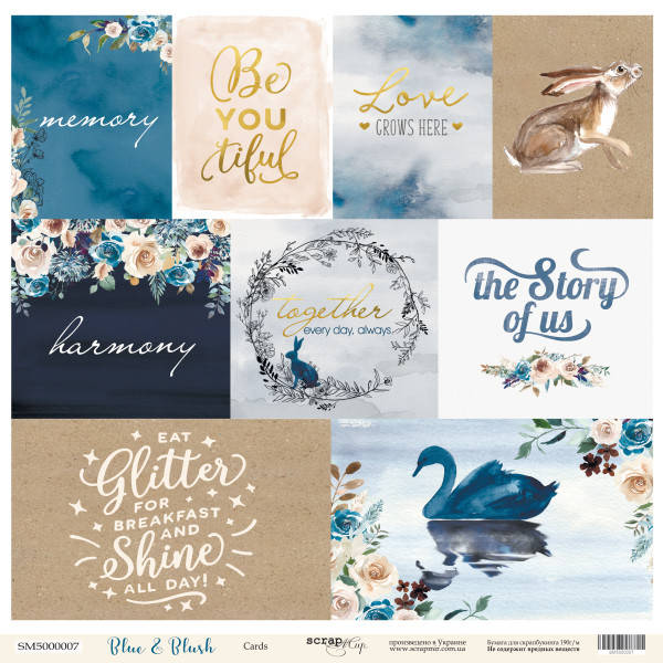 

Лист двусторонней бумаги 30x30 от Scrapmir Cards из коллекции Blue & Blush