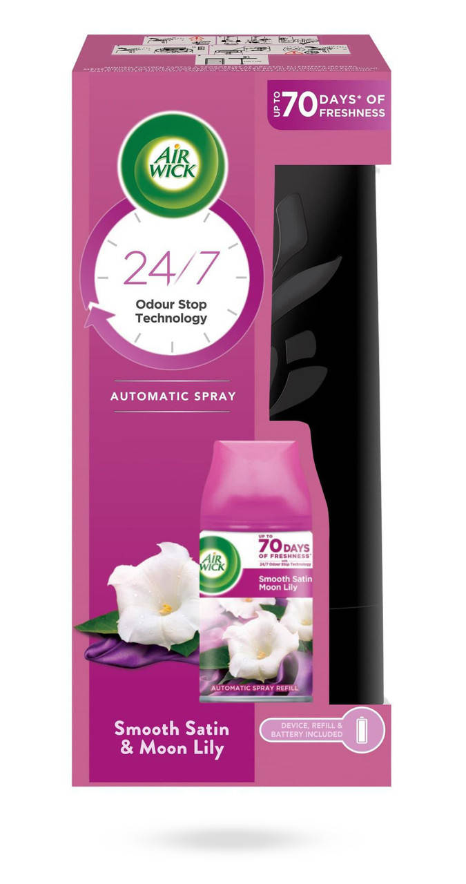 

Автоматический освежитель воздуха Air Wick Freshmatic Life Scents + сменный блок Нежность шелка и лилии 250 мл