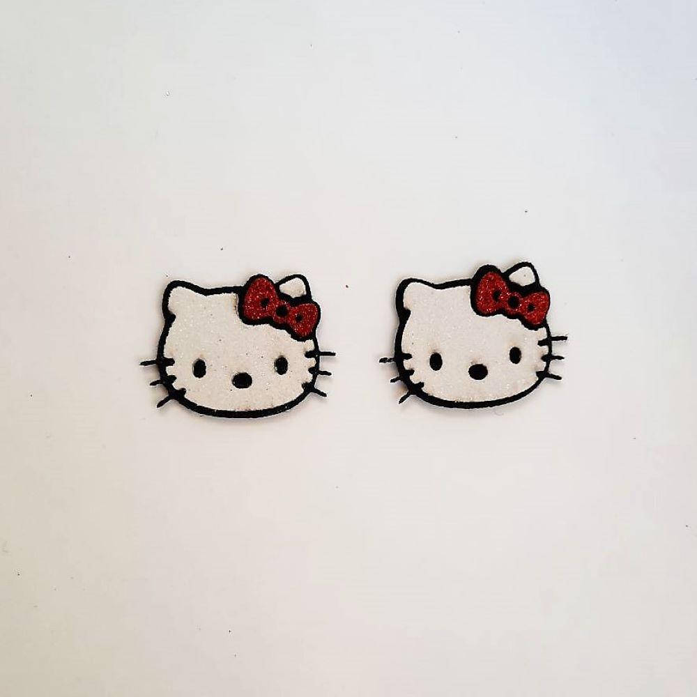 

Патч декоративная серединка для бантиков и заколок Хелло Китти (Hello Kitty)1, тканевый декор, наб.2 шт