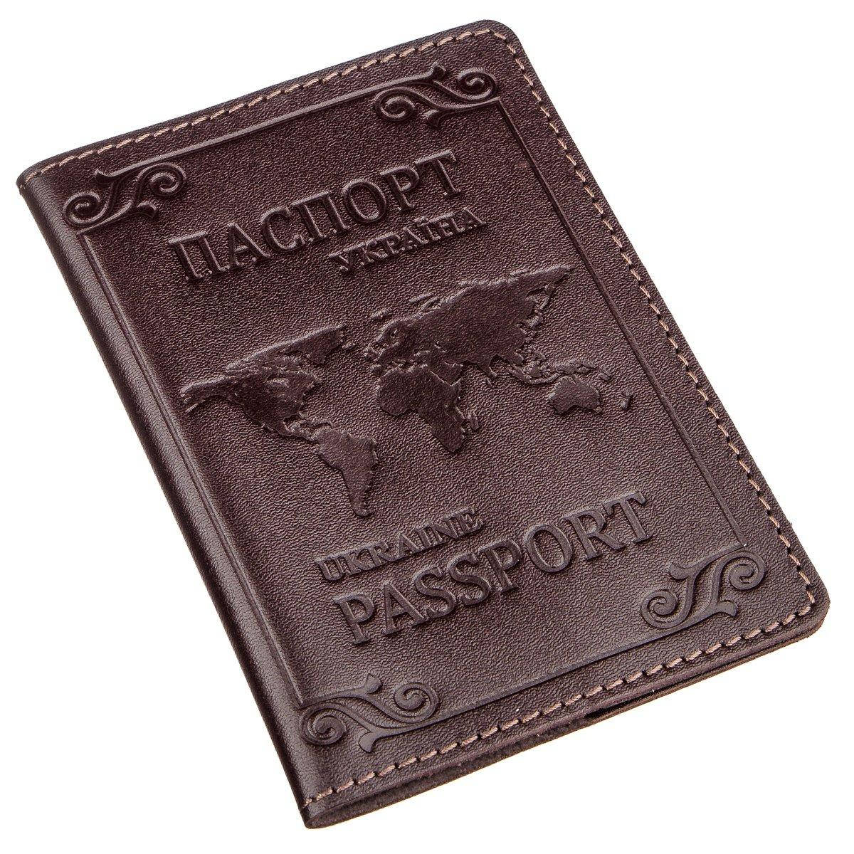 

Кожаная обложка на паспорт с картой и рамкой SHVIGEL 13983 Коричневая Обложки на паспорт Шкіряна обкладинка на