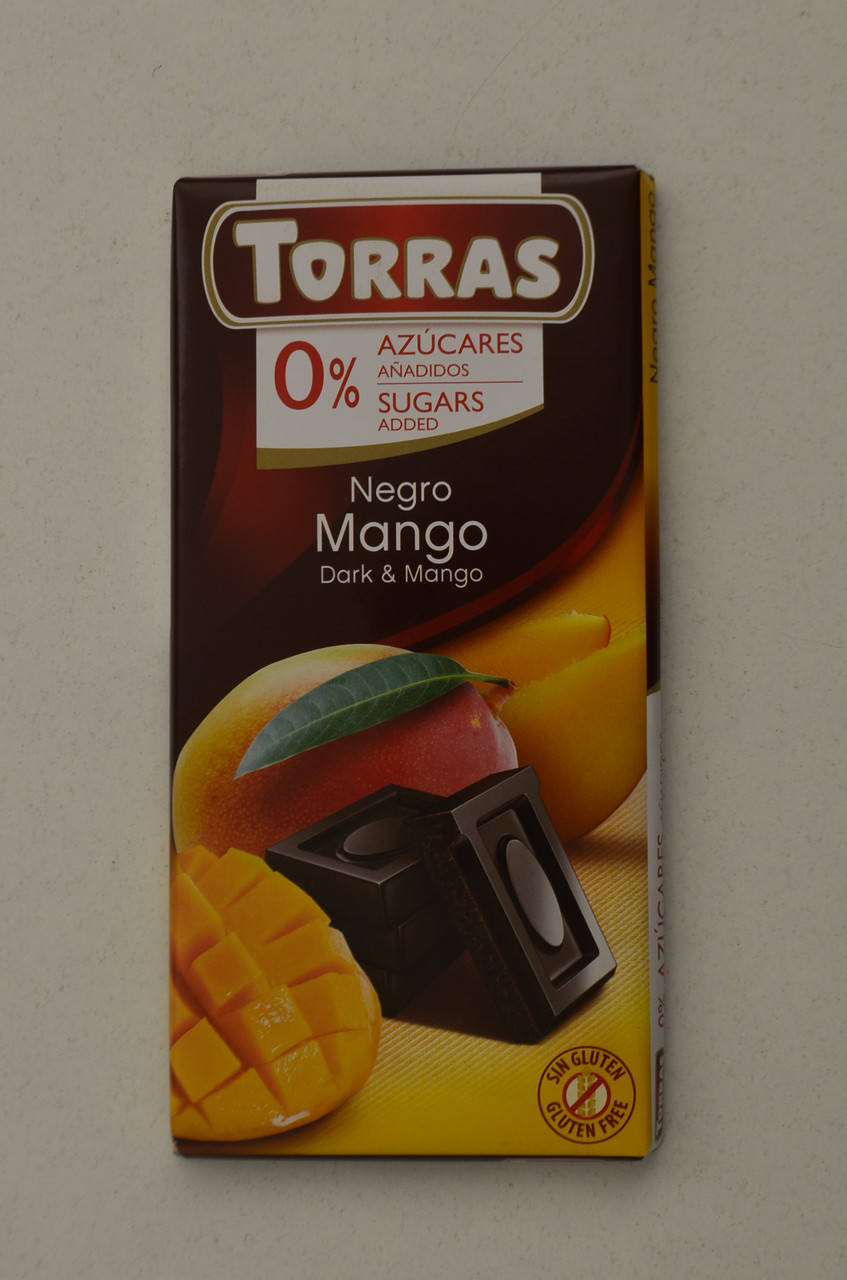 

Черный шоколад Torras без сахара с манго, 75 г