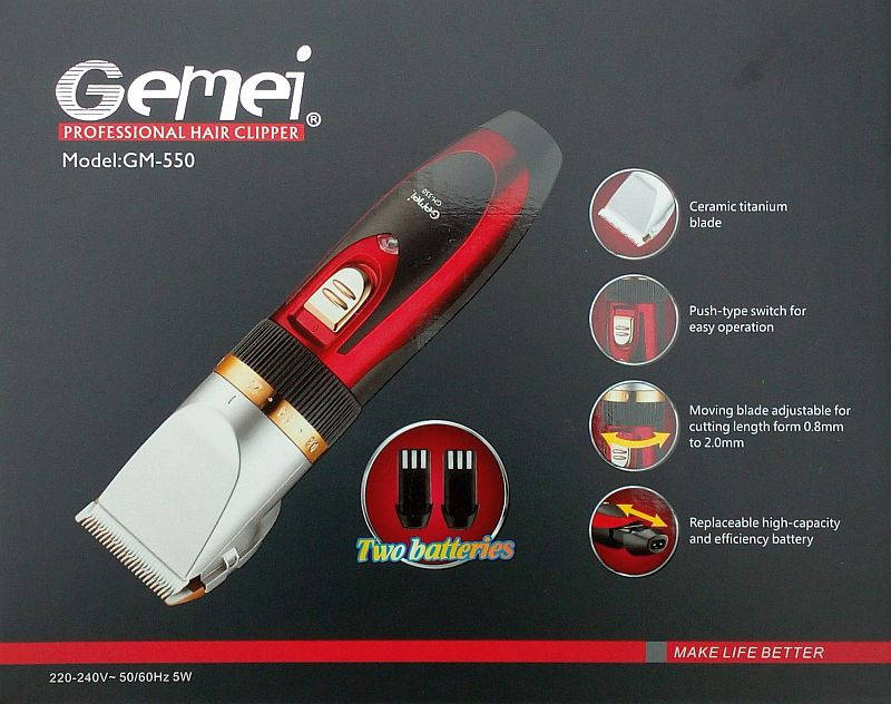 

Керамическая машинка для стрижки Gemei Gm-550 (GM-552) (два аккумулятора)