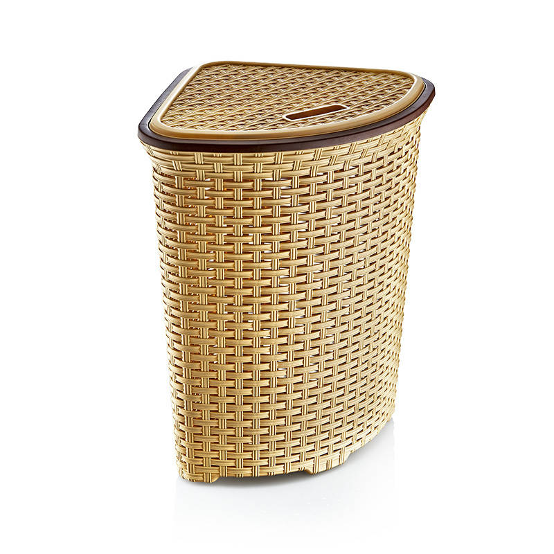 

Корзина для белья угловая 52л Dunya 5005 бежевая |Корзина для белья в ванную, Бежевый