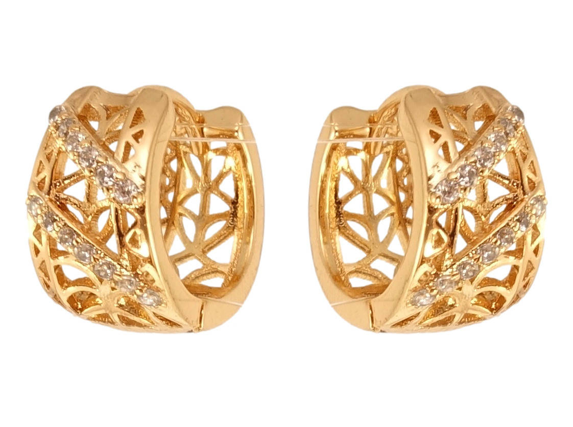 

Серьги Xuping Позолота 18K колечки "Резной орнамент с диагональными дорожками циркония"