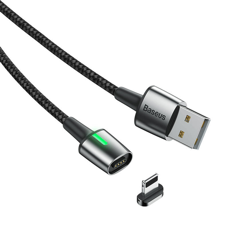 

Кабель магнитный для зарядки телефона Baseus Zinc Magnetic Apple Lightning 200см |1.5A| Черный